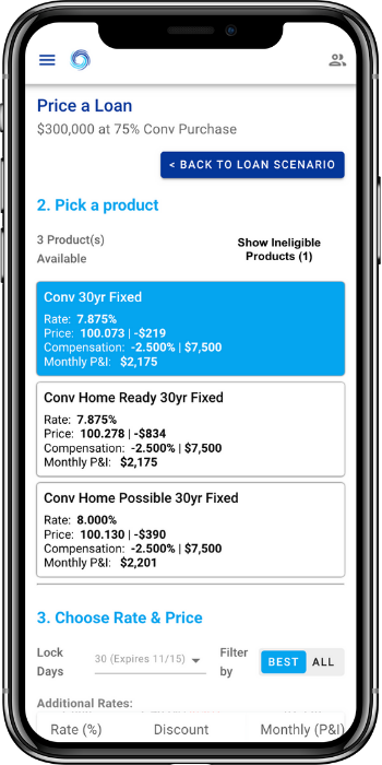 Mobile pricing display